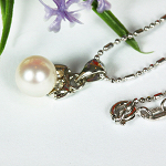 Perlenkette, Halskette Süßwasserperlen, 925er Silber, 4159